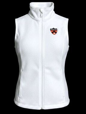COLUMBIA Womens M White Fleece Vest w/ Embroidered Princeton Univ Shield Logo
